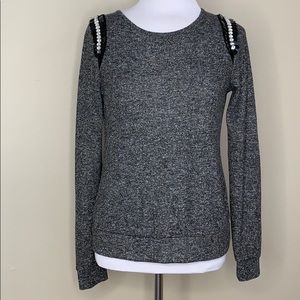 Lulumari | Jeweled and Sequins Gray Crew Neck Top